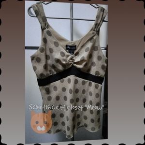 JM Atelier Womens Polka- Dot Brown Beige Cami Top